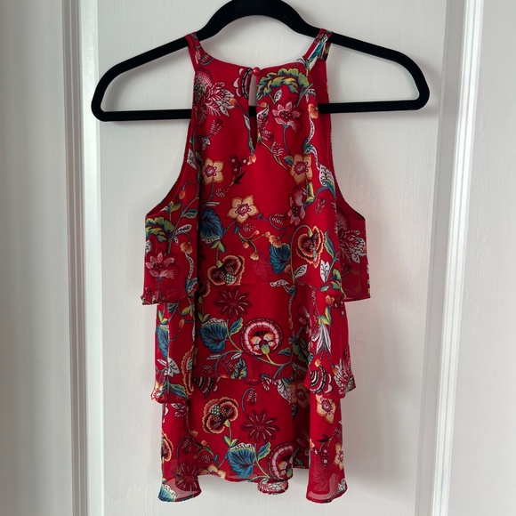 BCX Red Floral Layered Sleeveless Blouse – Size S - Picture 8 of 10